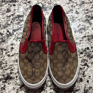 Coach brown signature canvas slip on size 8.5